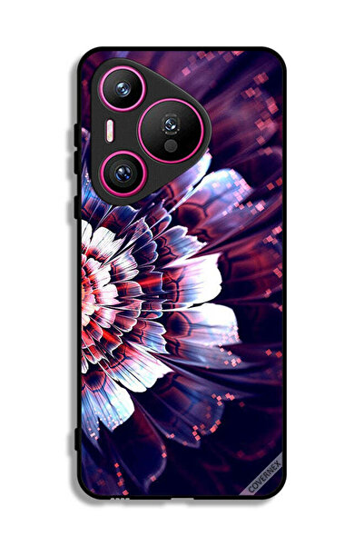 Covernex غطاء حماية لهاتف هواوي بيورا 70 مع زهرة كبيرة عاكسة على الجانب الأيسر