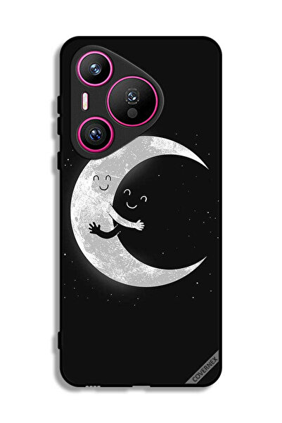 Covernex غطاء حماية لهاتف هواوي بيورا 70 بتصميم عناق القمر والسماء المظلمة