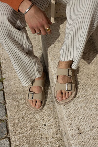 by selvi Lukka Shoes Francesco Beige Double Buckle Handmade Natural Straw Men's Slippers