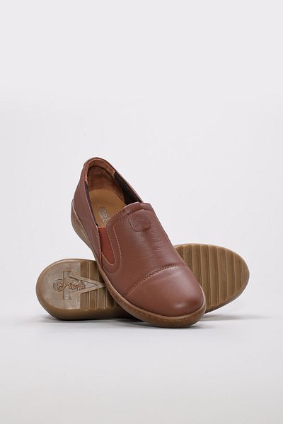 Ayakkabıhane Inside and Outside Genuine Leather Tan Comfortable Women's Casual Daily Shoes Ah088642611309