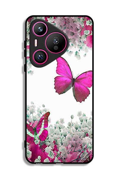 Covernex غطاء حماية لهاتف هواوي بيورا 70 برسومات فراشات جميلة وورود صغيرة