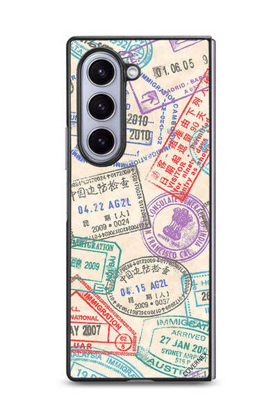 Covernex غطاء حماية لهاتف سامسونج جالاكسي زد فولد 6 بنقشة طوابع السفر