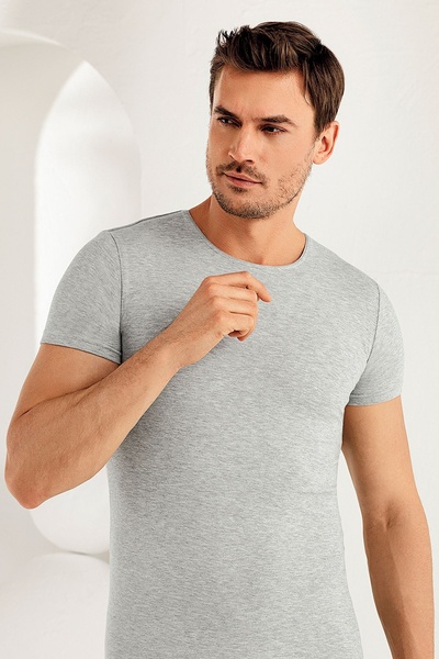 Şahinler Men's Short Sleeve Crew Neck Lycra 6-Piece Single Jersey Undershirt