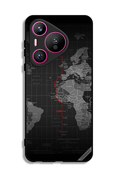 Covernex غطاء حماية لهاتف هواوي بيورا 70 مع خريطة العالم