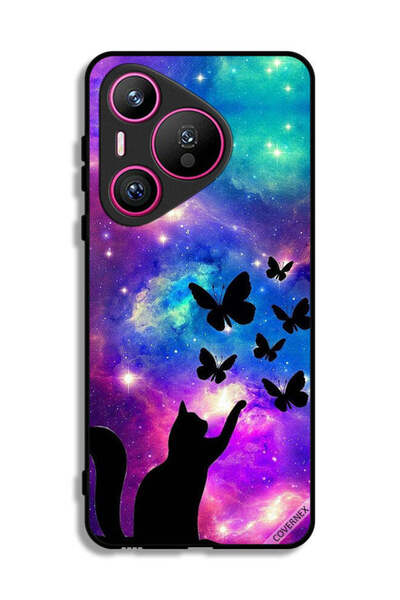 Covernex غطاء حماية لهاتف هواوي بيورا 70 بطبعة قطة وفراشات
