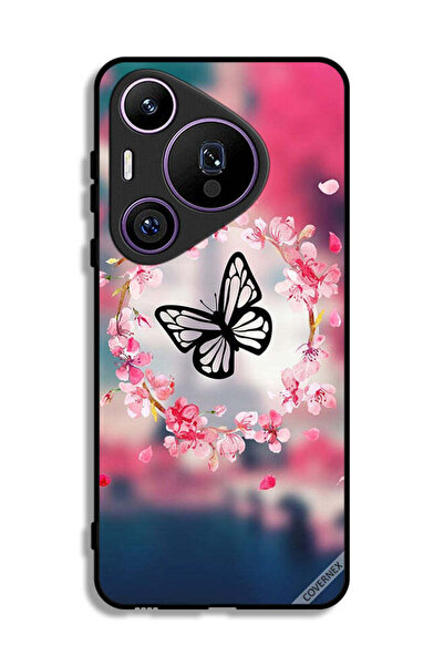 Covernex غطاء حماية لهاتف هواوي بيورا 70 برو بتصميم فراشة وحلقة زهور