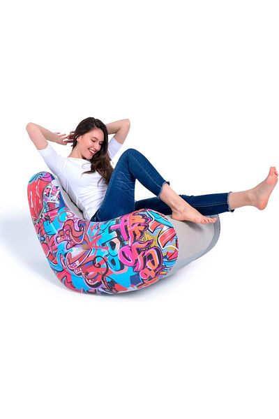 rexa Graffiti Design Flocked Inflatable Lounge Chair 94 x 76 x 76cm