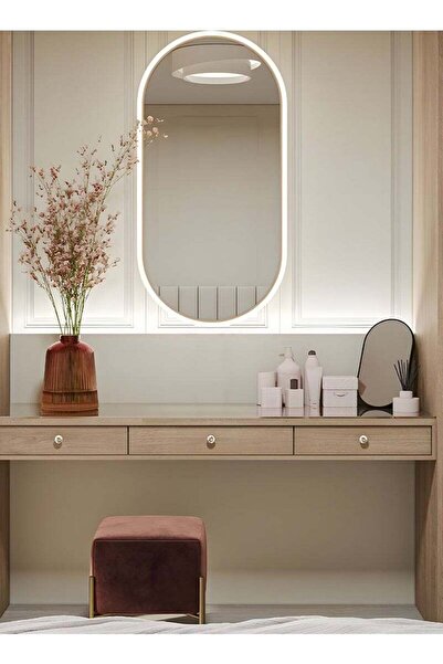 Taimi 80x60cm Oval Makeup Mirror with Side LED Light, Makeup Mirror Suitable for Dressing Room