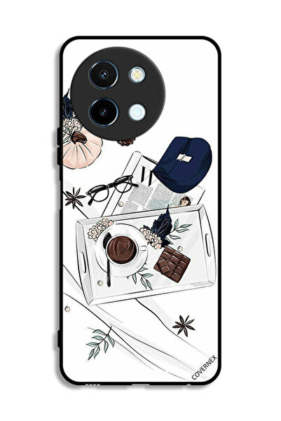 Covernex غطاء حماية لهاتف Vivo Y38 5G بنقشة قهوة وشوكولاتة