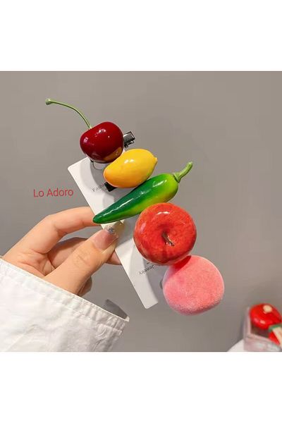 LO ADORO Fruit Vegetable Hairpins Eggplant Banana Pepper Tomato Pick Radish Pear Watermelon Pomegranate Peach Cherry Lemon Hairpins