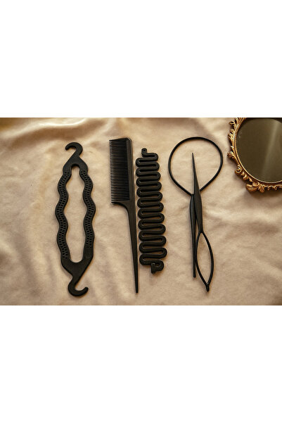 İnDerin Set de 5 aparate de coafat cu cataramă practică pentru modelare, negre