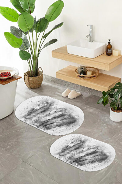 Viyana Home 3D печатна противоплъзгаща основа, измиваема овална баня матрак, ...