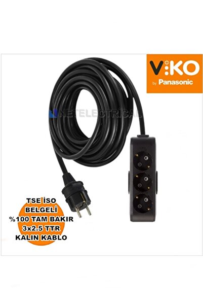 NETELECTRİCAL Multi-let | Üçlü 3 Metre Topraklı Ç. K. Grup Priz - 3'lü 3 M Si...