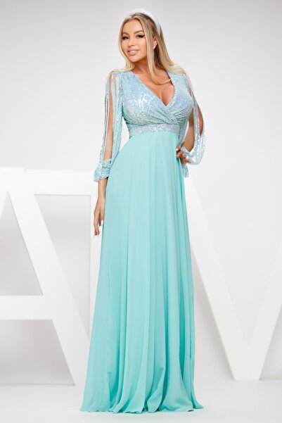 Atmosphere Fashion Rochie lungă elegantă cu corsaj cu paiete
