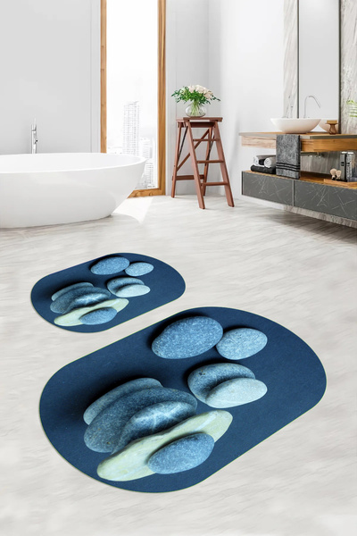 Viyana Home Covoraș de baie oval, lavabil, cu bază anti-alunecare, imprimat d...