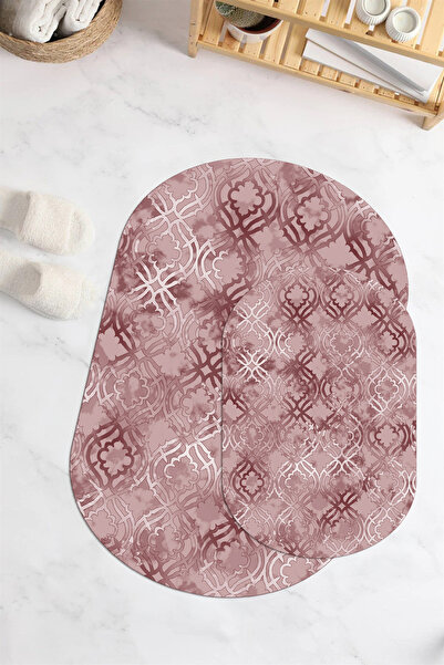 Viyana Home Covoraș de baie oval, lavabil, cu bază anti-alunecare imprimată d...