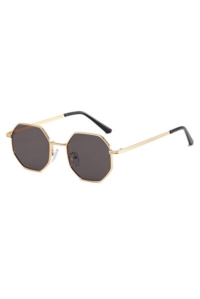 Tessero Hexagonal-shaped unisex sunglasses, UV400 protection, metal frames, Tessero, gold