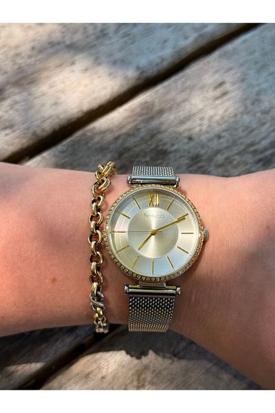 Ferrucci Gold and Silver Bicolor Wicked Steel Cord Waterproof Women's Watch