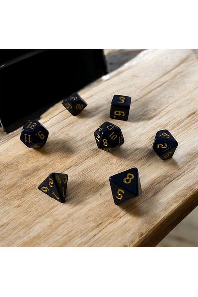 Le Majeur Dnd Frp Dice Set Set of 7 Dnd Dice Dungeons and Dragons Tabletop Game Dice Black Yellow Pouch Hesi̇ye