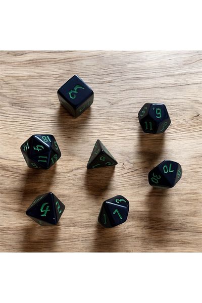 Le Majeur Dnd Frp Dice Set Set of 7 Dnd Dice Dungeons and Dragons Tabletop Dice Black Green Pouch Gift