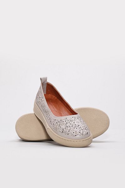 Ayakkabıhane Inside and Outside Genuine Leather Silver Orthopedic Women's Ballerina Shoes Ah086572613436
