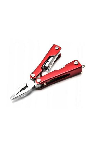 OEM Multifunctional Keychain, 6 in 1, Metallic, Corrosion Resistant, Mini Flashlight, 7.3 x 3 cm, Red