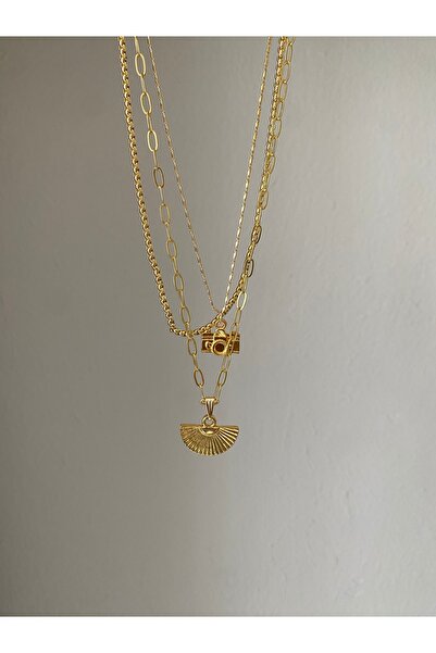 Fiamoss Fotoğraf Makinesi Ve Yelpaze Detaylı Charm Kolye