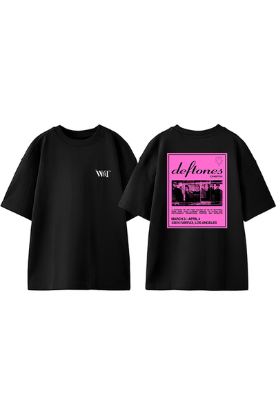 THEWERT Tricou oversize negru din bumbac cu imprimeu pe spate Deftones 19