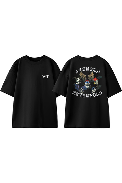 THEWERT Tricou oversize negru din bumbac imprimat pe spate Avenged Sevenfold 6