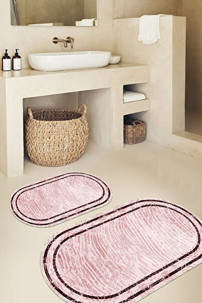 Viyana Home Σετ 2 τεμαχίων με στάμπα, αντιολισθητική βάση, πλενόμενη, οβάλ, χ...