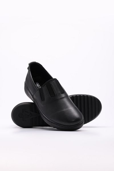 Ayakkabıhane Inside and Outside Genuine Leather Black Orthopedic Women's Casual Shoes Ah088642611307