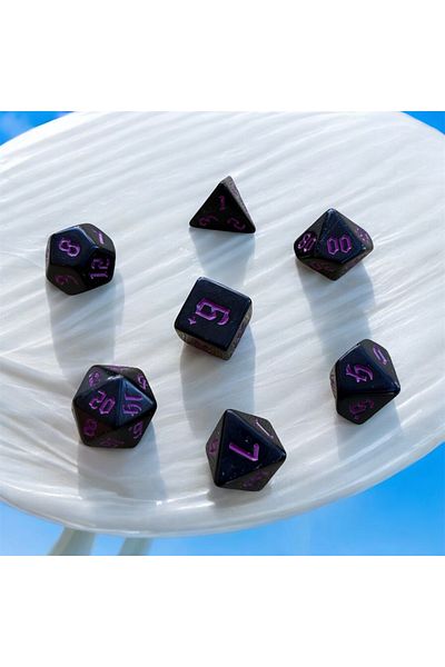 Le Majeur Dnd Frp Dice Set Set of 7 Dnd Dice Dungeons and Dragons Tabletop Game Dice Black Purple Pouch Gift