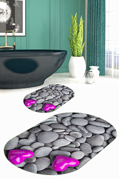 Viyana Home سجادة حمام بيضاوية الشكل قابلة للغسل ومضادة للانزلاق مطبوعة بتقني...