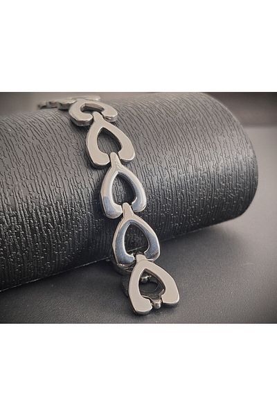 voyageaccessory Stainless Steel Heart Shape Women Bracelet for Thick Wrists