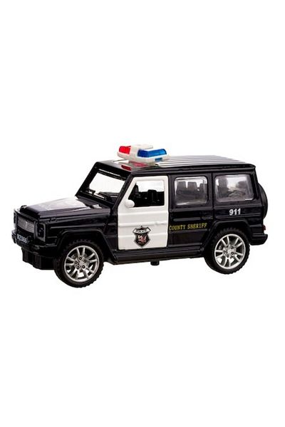 OEM Metal Police Car Toy with Opening Doors, Pull Back Mechanism, Light-up Sirens, Batteries Included, 1