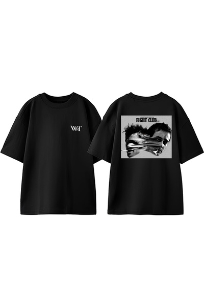 THEWERT Fight Club 9 Design Rukavac Štampano Pamuk Crna Oversize kroj T-shirt