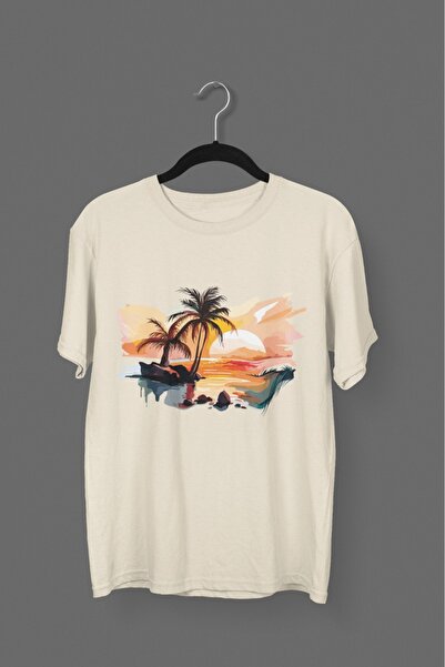 ArtYus تي شيرت بأكمام قصيرة ورقبة دائرية مطبوع عليه PALM SEA TRANSFER للفتيات...
