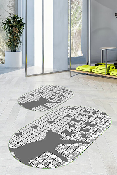 Viyana Home سجادة حمام بيضاوية الشكل بنمط قطط، قابلة للغسل ومضادة للانزلاق، م...