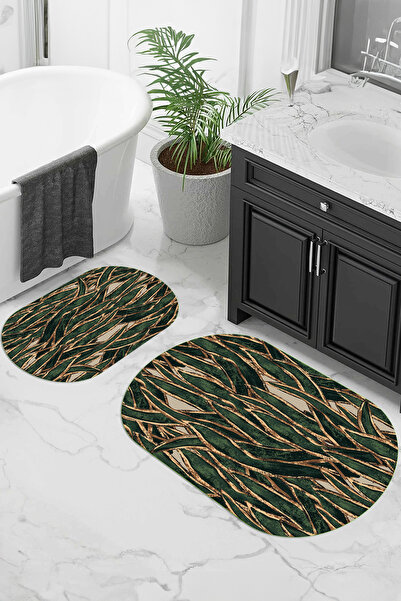 Viyana Home Covoraș de baie oval, lavabil, cu bază digitală anti-alunecare, s...