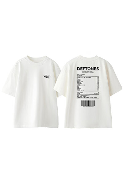 THEWERT Tricou oversize alb din bumbac cu imprimeu pe spate Deftones 12