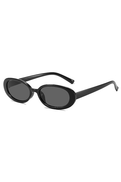 Tessero Women's Sunglasses, Retro Oval Model, UV400 Protection, Black