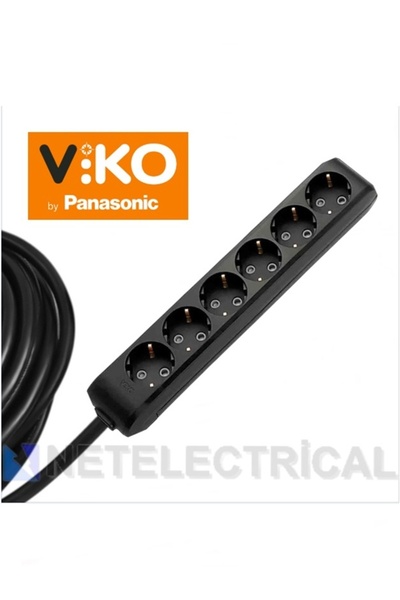 NETELECTRİCAL Multi-let | Altılı 20 Metre Topraklı Ç. K. Grup Priz - 6'lı 20 M Siyah 3x2.5 Ttr Kalın Kablolu