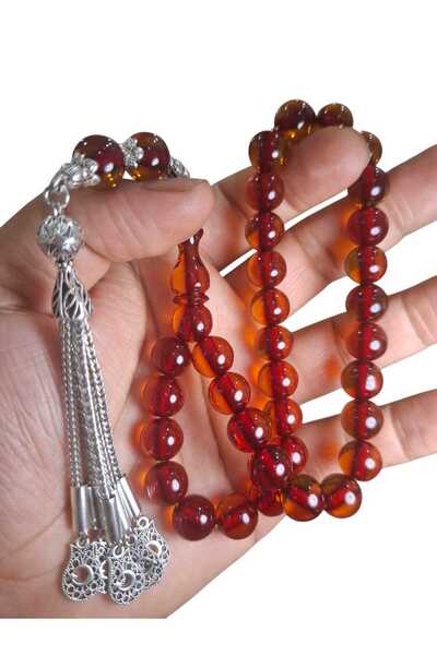 Cekke Tesbih Ottoman Fire Amber Simulation 11 mm Original Prayer Beads Suitable for Daily Use