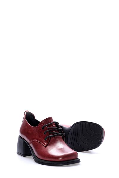 Ayakkabıhane Inside and Outside Genuine Leather Burgundy Women's Thick Heeled Shoes Ah08217261906