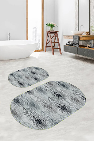 Viyana Home Ψηφιακό αντιολισθητικό πατάκι μπάνιου με λουλουδάτο οβάλ σχέδιο, ...