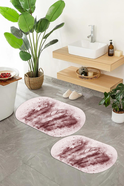 Viyana Home 3D печатна противоплъзгаща основа, измиваема овална баня матрак, ...