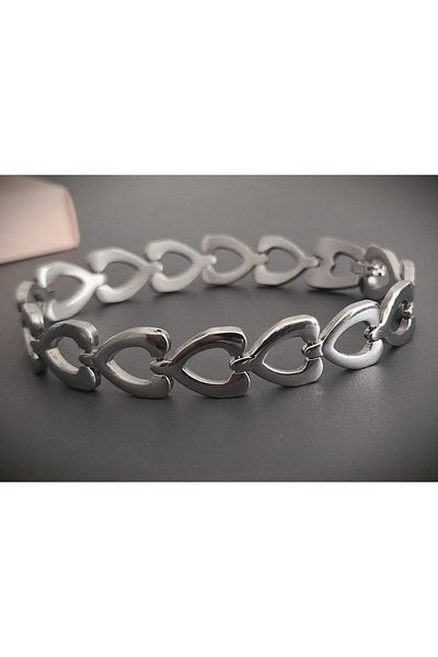 voyageaccessory Stainless Steel Heart Shape Women Bracelet for Thick Wrists