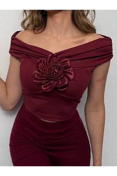 Melek Bebeğim Rose Detailed Boat Neck Young Girl Blouse