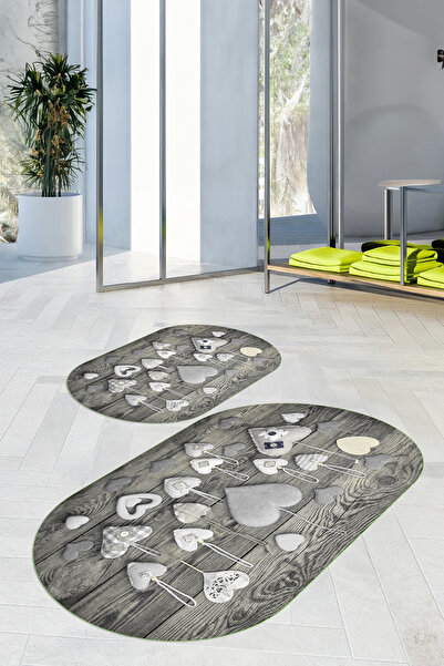 Viyana Home Covoraș de baie oval, lavabil, cu bază anti-alunecare, imprimat d...