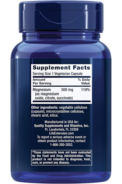 Life Extension Magnesium Vegetarian Capsules (500mg, 100 Pieces)